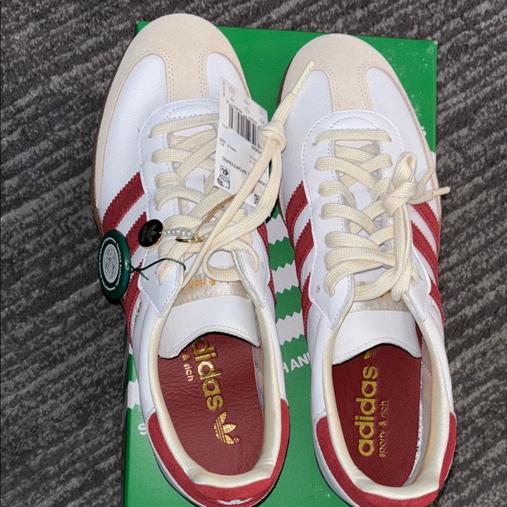 Adidas Samba OG Sporty & Rich in Maroon, Cream and White    MEN SIZE       9 1/2